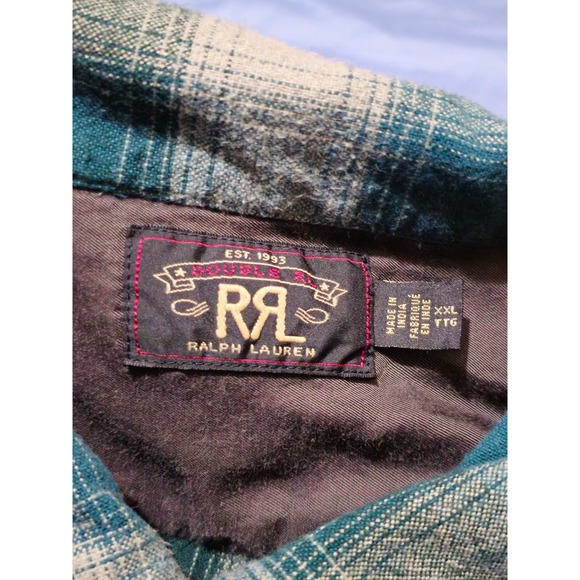 RRL Ralph Lauren Plaid Twill Towns Camp Shirt Workshirt Men's XXL - Picture 3 of 8